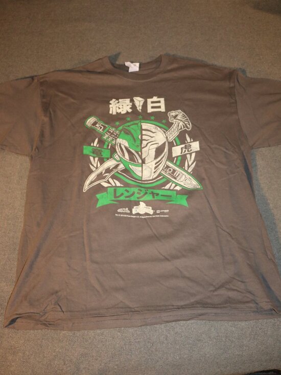 Gildan Other - Power Rangers T-shirt Mens XL Gray Gildan 2015 Green White Ranger NWOT 緑白虎 レンジャー